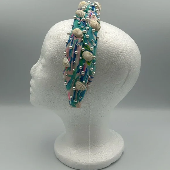Lele Sadoughi X Lilly Pulitzer Cabana Cocktail Pearl Shell Knotted Headband - Picture 11 of 16